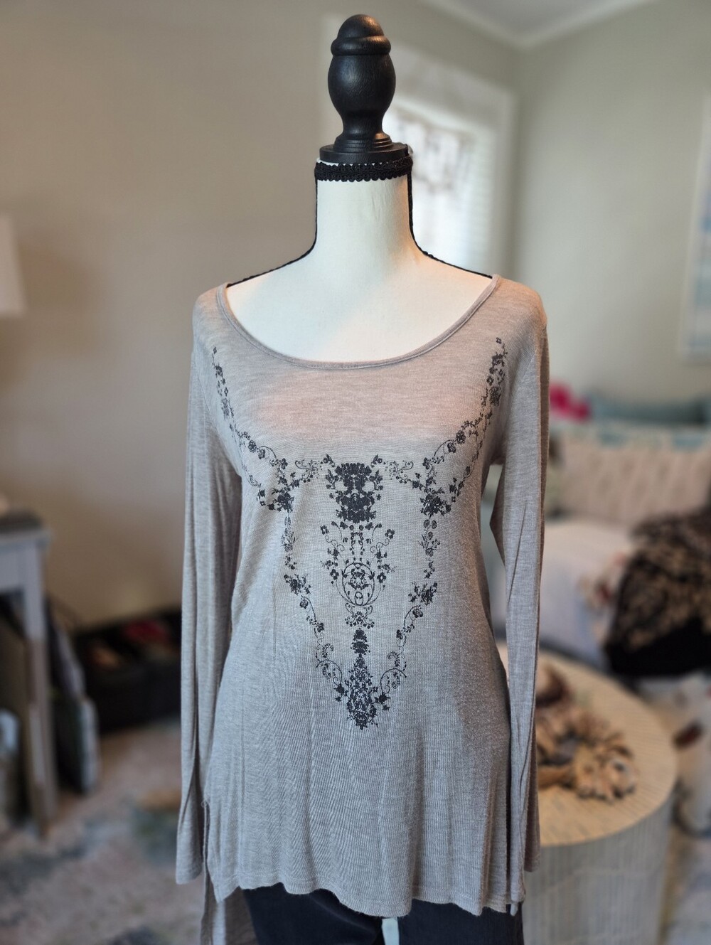 Living Doll Boho Graphic High-Low Tunic | Size Small